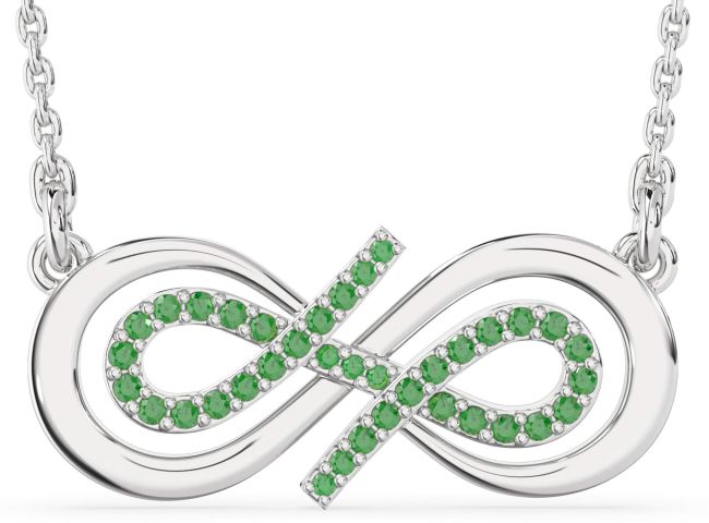 Emerald Platinum Infinity Necklace