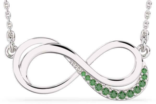Emerald Platinum Infinity Necklace