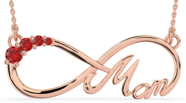 Large Ruby Rose Gold Mom Infinity Necklace