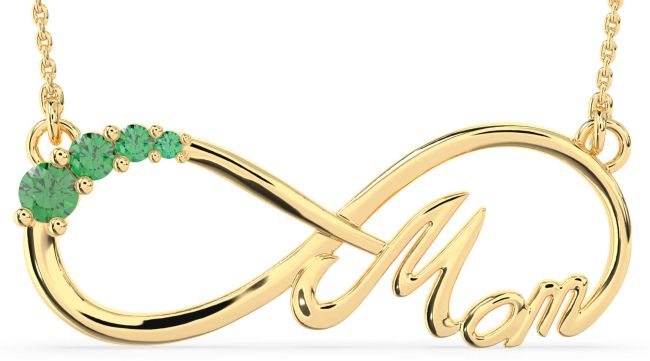 Large Emerald Gold Mom Infinity Necklace