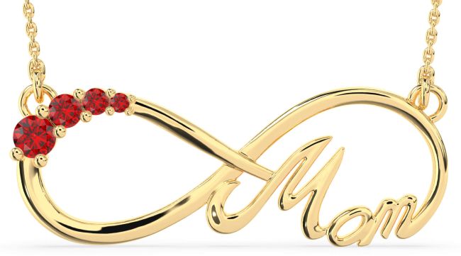 Large Ruby Gold Mom Infinity Necklace