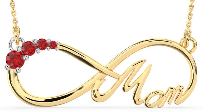 Large Ruby Gold Silver Mom Infinity Necklace