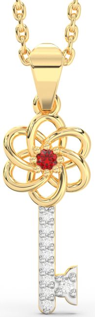 Ruby Gold Key Necklace