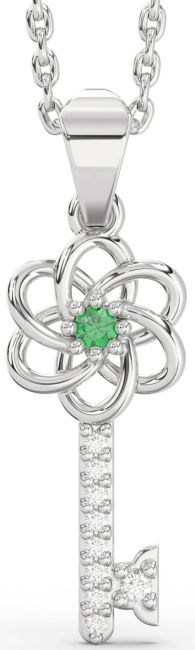Emerald Platinum Key Necklace