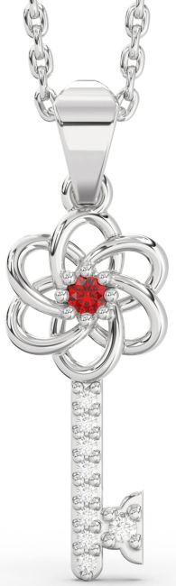 Ruby Platinum Key Necklace