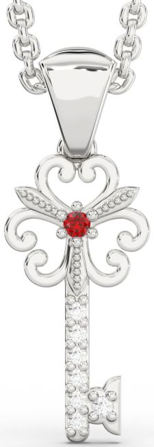 Ruby Platinum Key Necklace