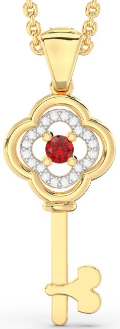 Ruby Gold Key Necklace