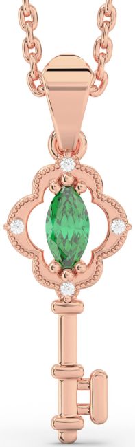 Emerald Rose Gold Key Necklace
