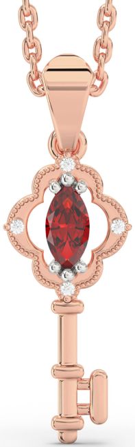 Ruby Rose Gold Silver Key Necklace