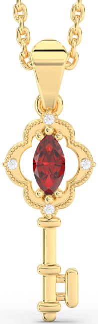 Ruby Gold Key Necklace