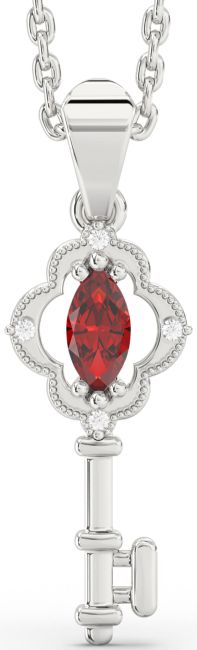 Ruby White Gold Key Necklace