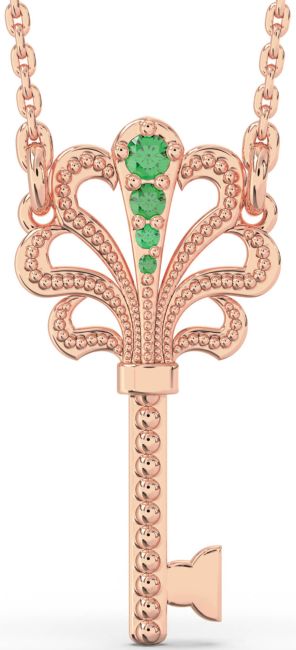 Emerald Rose Gold Key Necklace