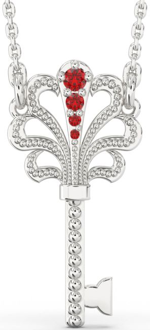 Ruby Platinum Key Necklace