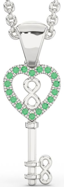 Emerald Platinum Key Necklace