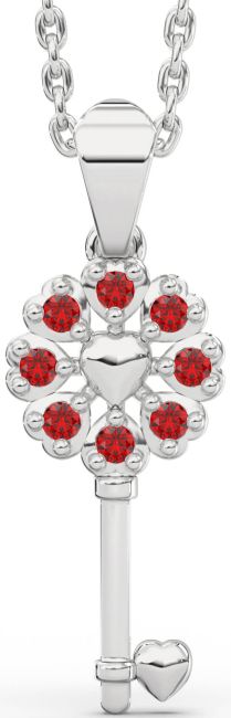 Ruby Platinum Key Necklace