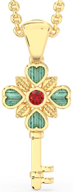 Ruby Gold Agate Key Necklace