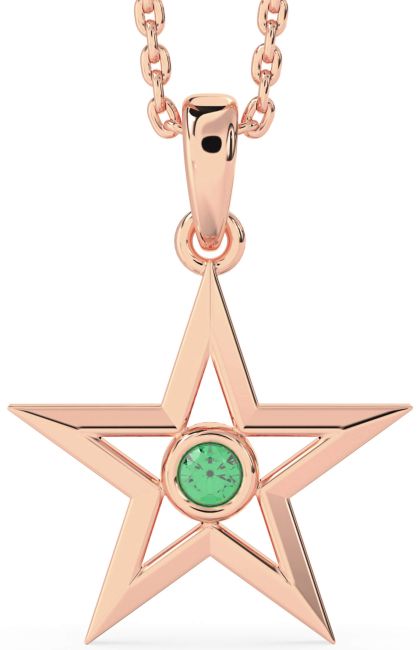 Emerald Rose Gold Star Necklace