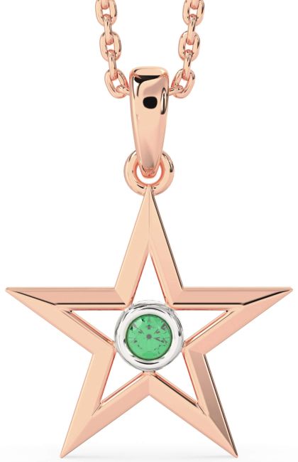 Emerald Rose Gold Silver Star Necklace