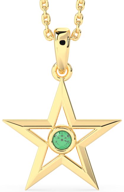 Emerald Gold Silver Star Necklace