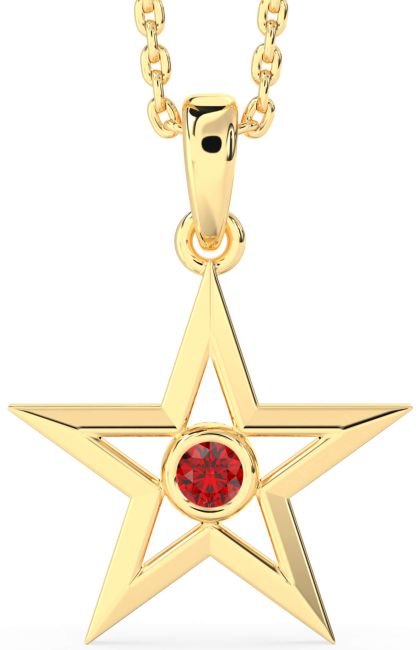 Ruby Gold Silver Star Necklace
