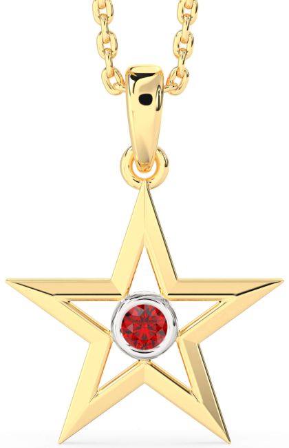 Ruby Gold Silver Star Necklace