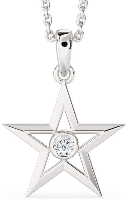 Diamond Silver Star Necklace