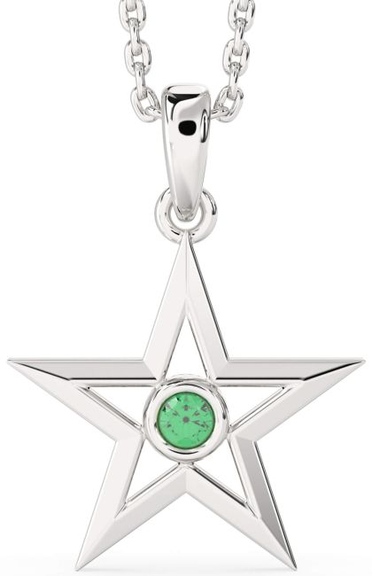 Emerald Platinum Star Necklace