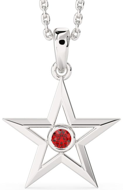 Ruby Platinum Star Necklace
