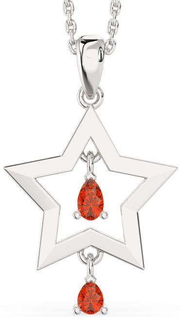 Fire Opal Silver Star Necklace