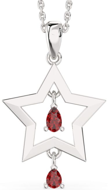 Ruby Platinum Star Birthstone Necklace