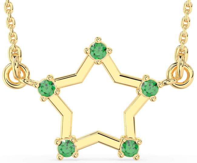 Emerald Gold Silver Star Necklace
