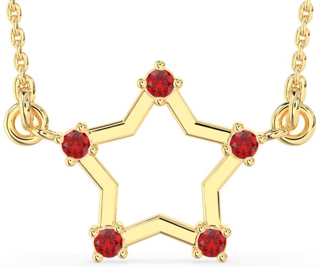Ruby Gold Star Necklace