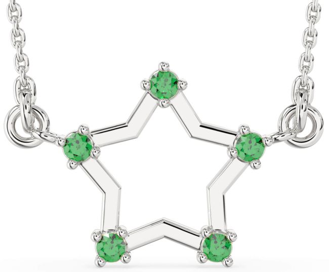Emerald Platinum Star Necklace