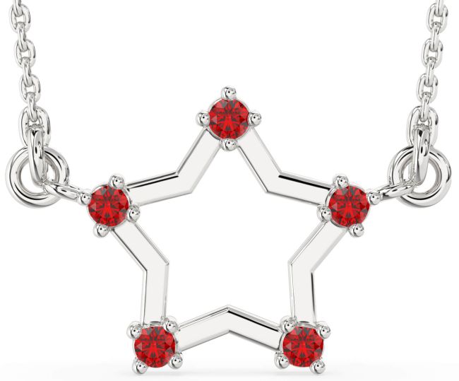Ruby Platinum Star Necklace