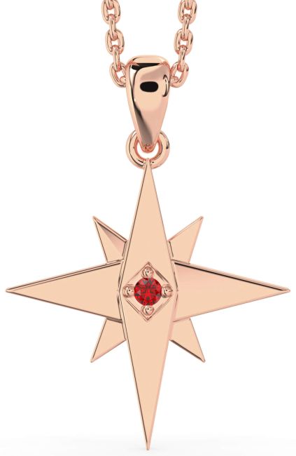 Ruby Rose Gold Silver Star Compass Necklace