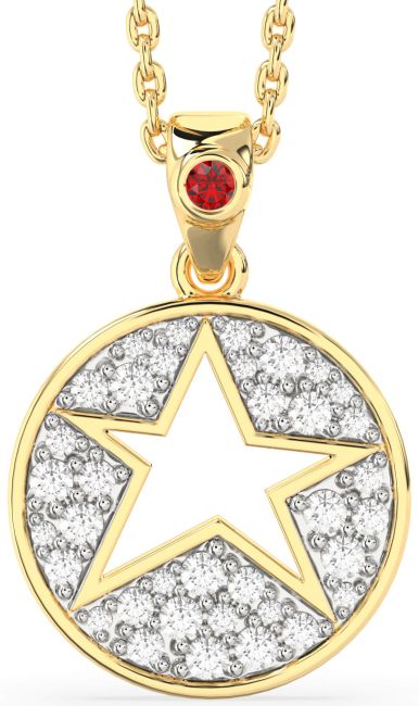 Diamond Ruby Gold Star Necklace