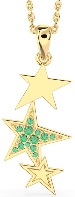 Emerald Gold Silver Star Necklace