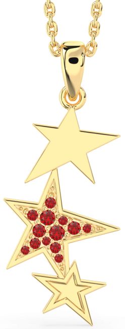 Ruby Gold Star Necklace