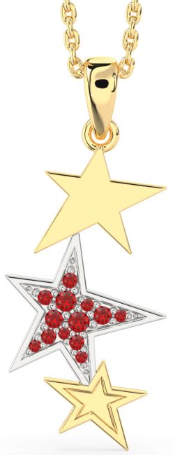 Ruby Gold Silver Star Necklace