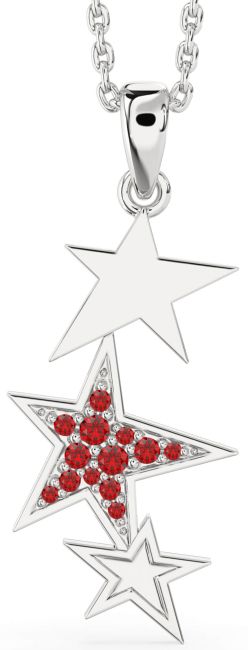 Ruby Silver Star Necklace