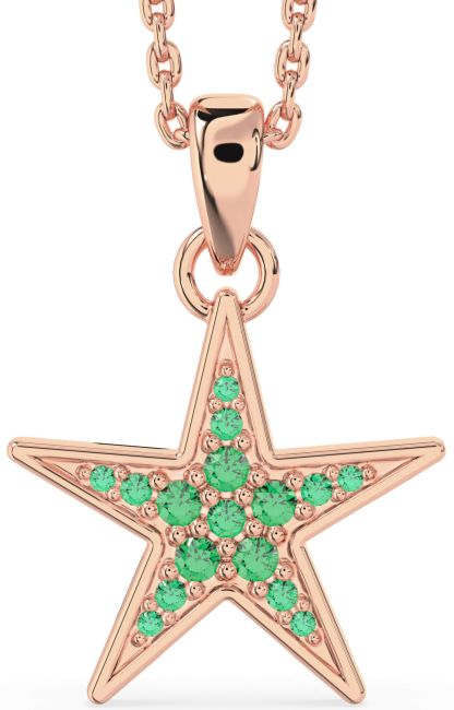 Emerald Rose Gold Star Necklace