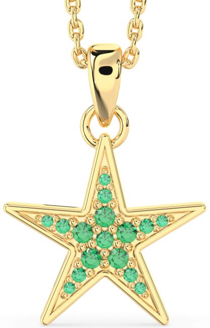 Emerald Gold Star Necklace