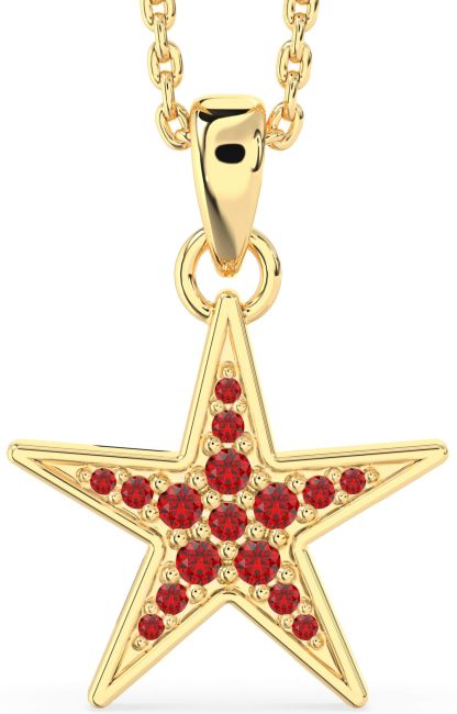 Ruby Gold Silver Star Necklace