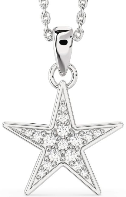 Diamond Silver Star Necklace