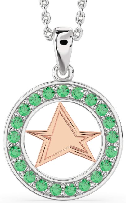 Emerald White Rose Gold Star Necklace