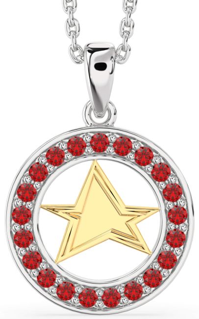 Ruby Gold Silver Star Necklace
