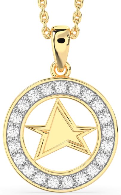 Diamond Gold Silver Star Necklace