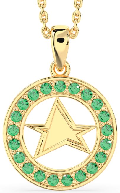 Emerald Gold Silver Star Necklace