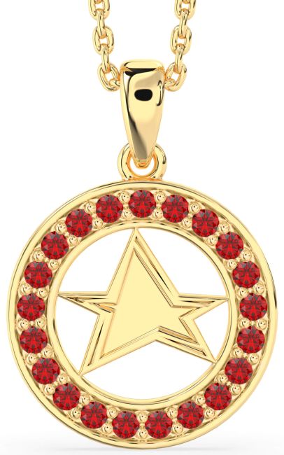 Ruby Gold Silver Star Necklace