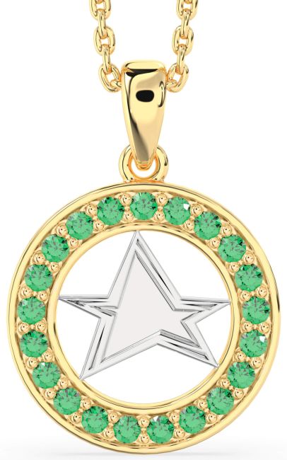 Emerald Gold Silver Star Necklace